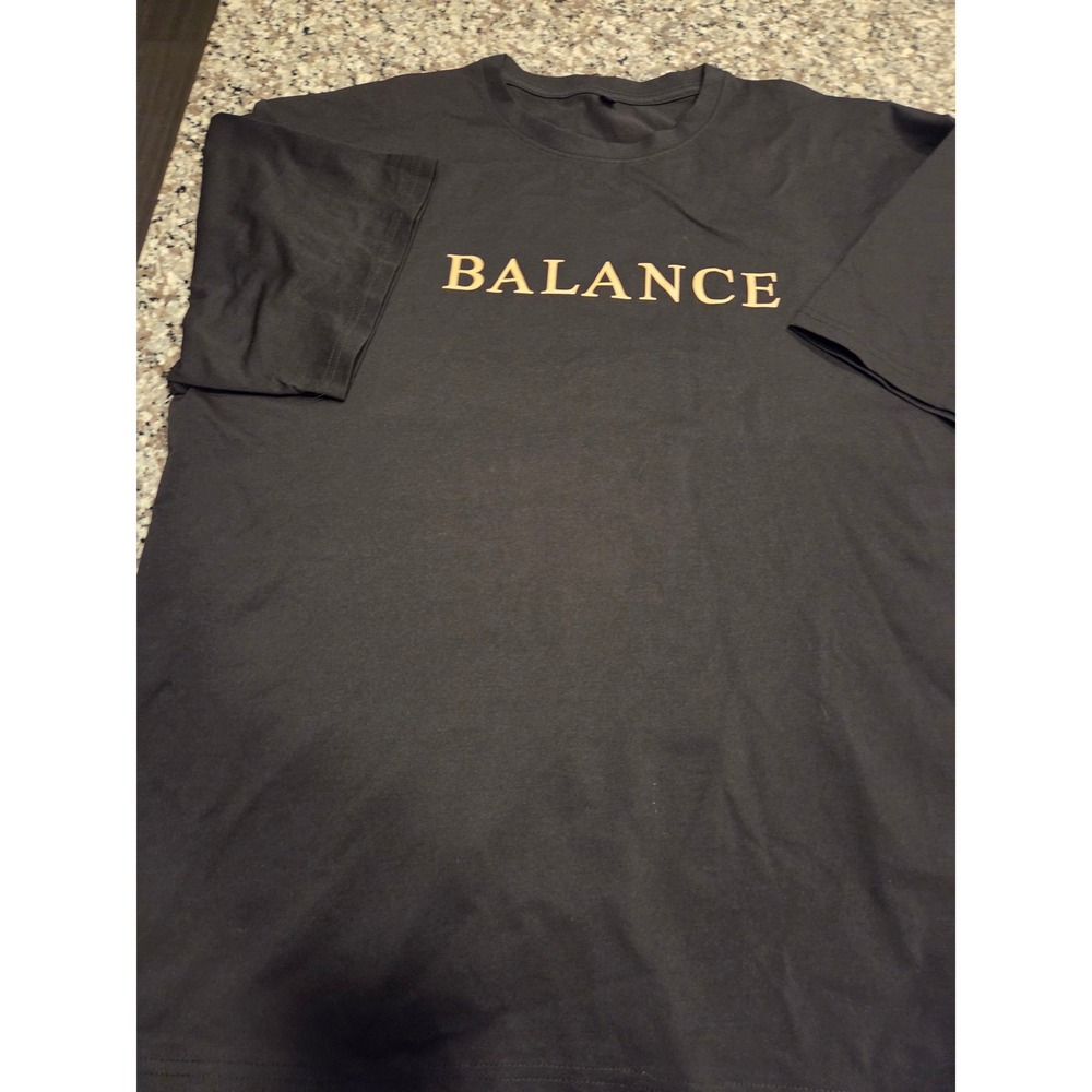 Balance Graphic T-Shirt Mens XXL Black Short Sleeve Polyester Crew Neck Tee
